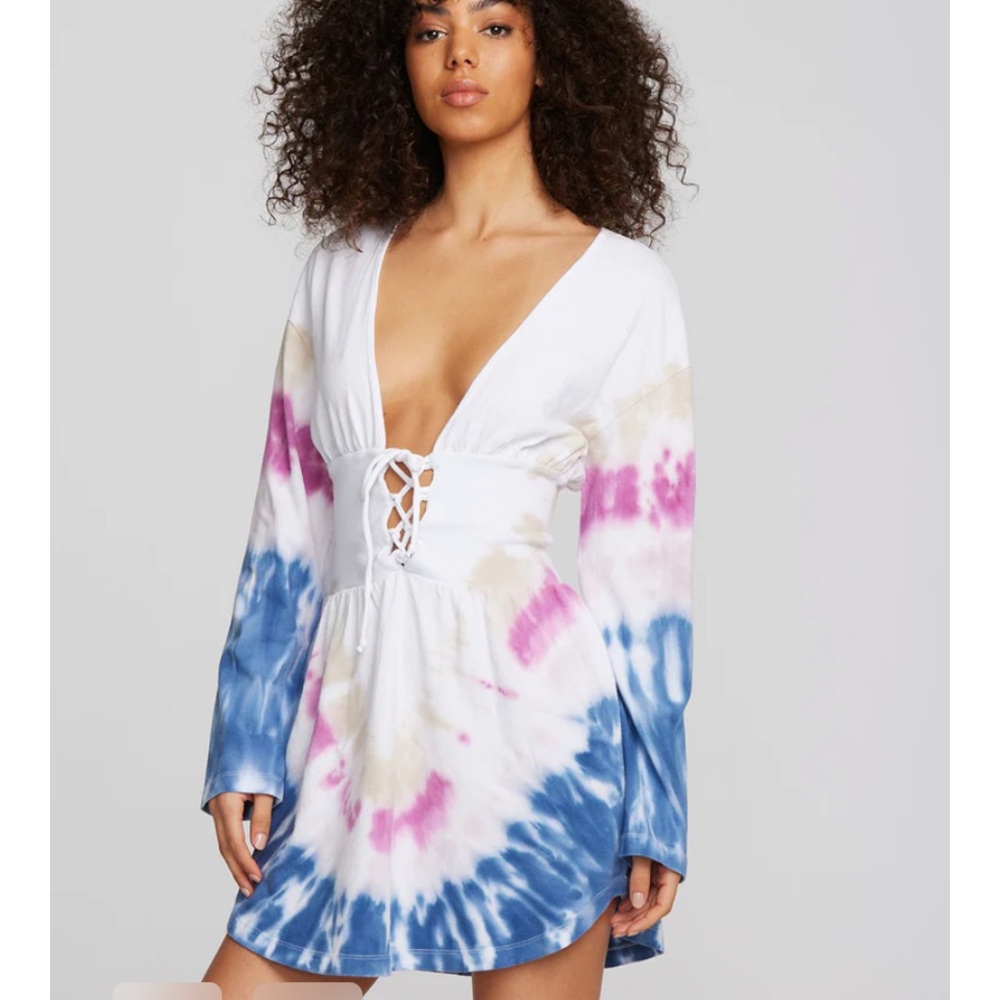 NWT Chaser Coast Cotton Jersey Long Sleeve Mini Dress Size Small